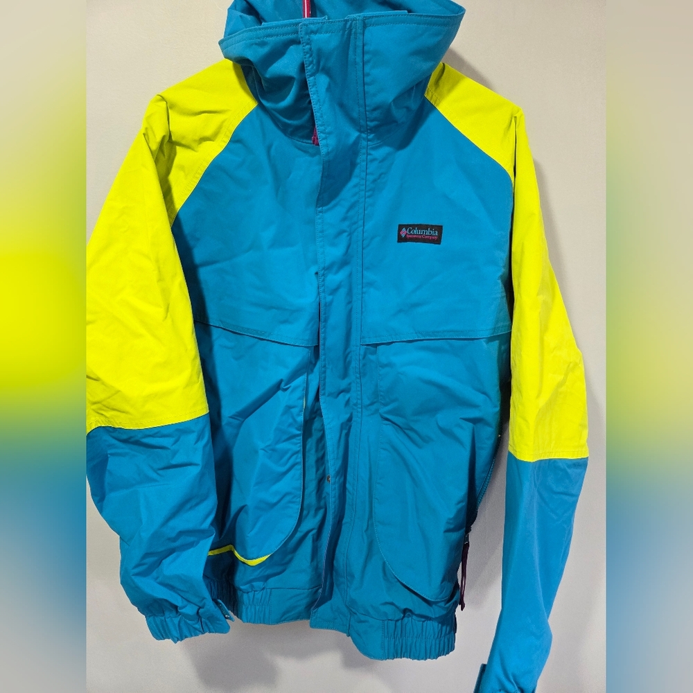 Mens Medium Columbia Power Keg Neon Bright Colors 90s Jacket Excellent Condition